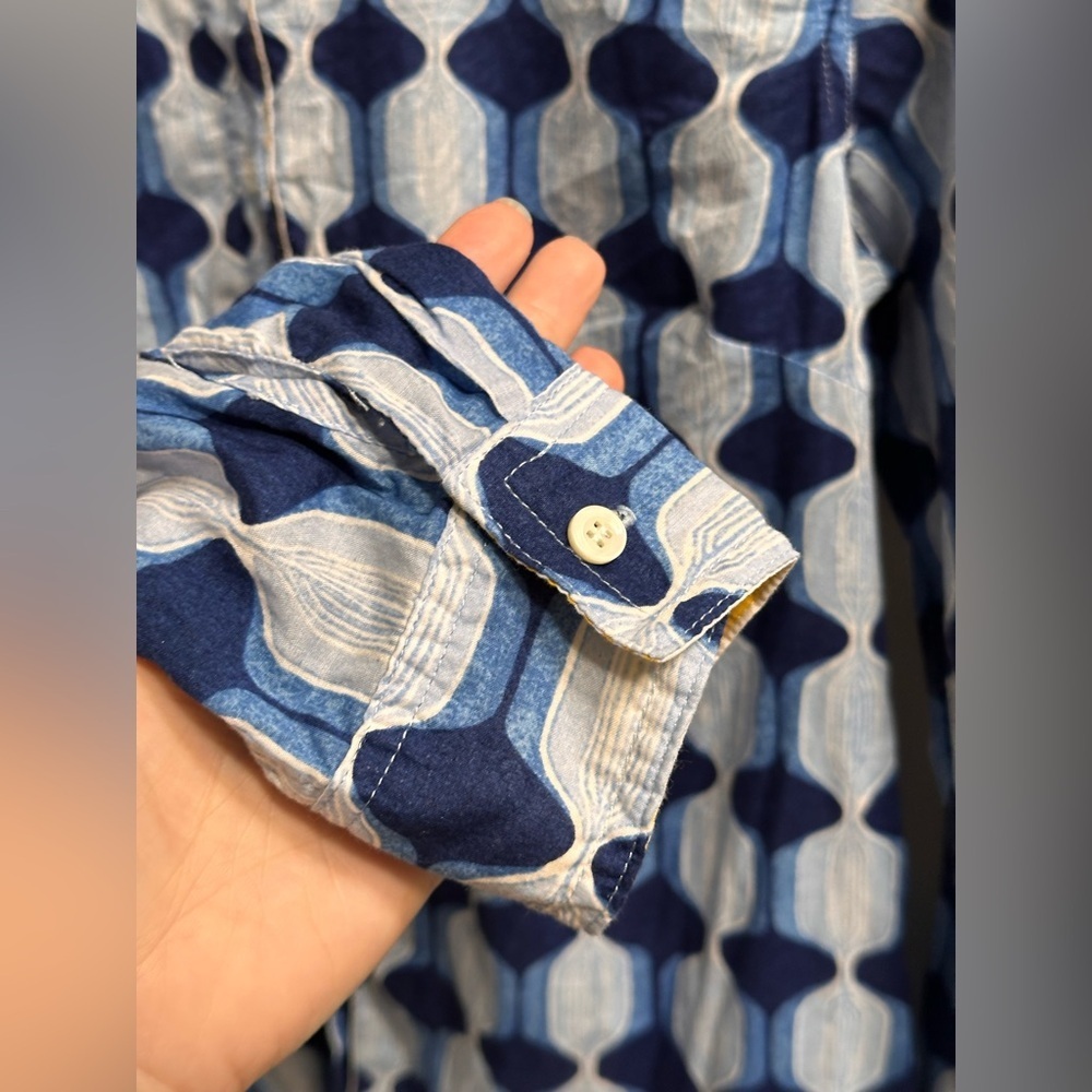 J.McLaughlin Lois Long Sleeve Shirt Blue Preppy Coastal Resort Vacation Cotton - Picture 6 of 10